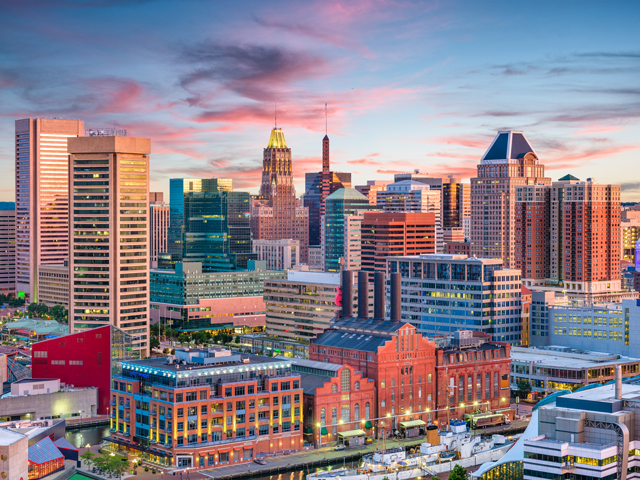 A view of the city of Baltimore, Maryland